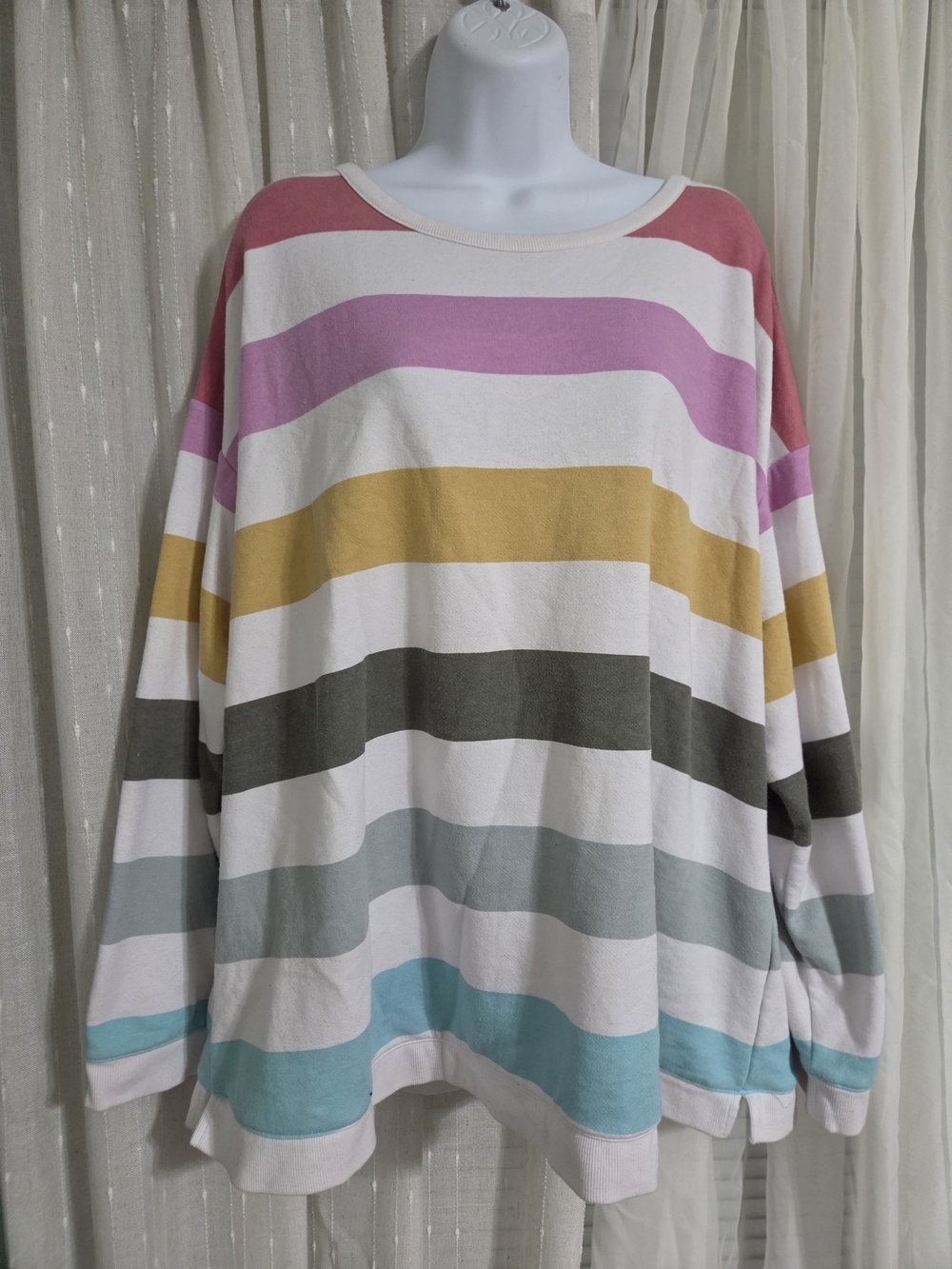 Croft & Barrow Multicolor Striped Oversized Sweatshirt